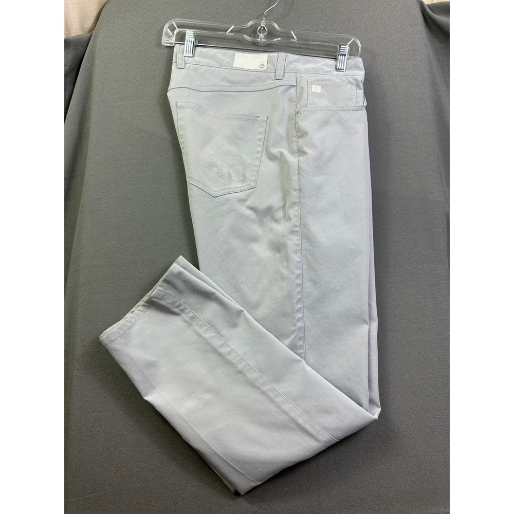 Peter Millar Mens 35/32 Performance Five Pocket Pants Light Grey Straight Leg